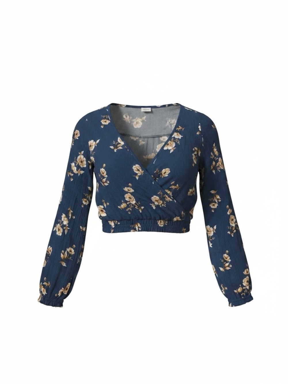 Forever 21 Navy Floral Wrap Crop Top